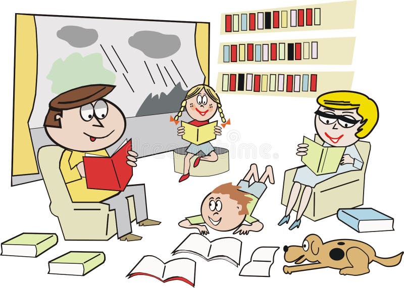 De lezingsbeeldverhaal van de familie vector illustratie De lezingsbeeldverhaal van de familie vector illustratie