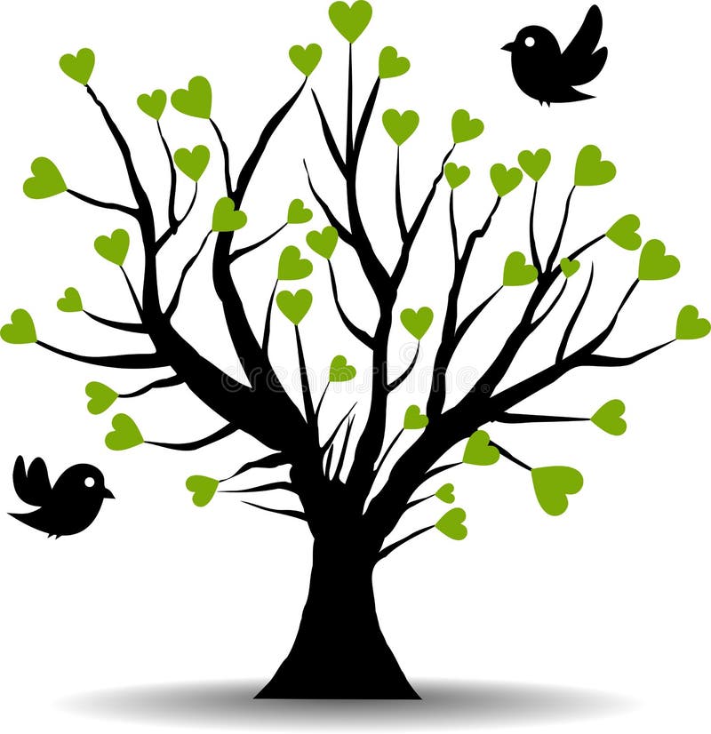 De liefde van de boom met groene harten vector illustratie De liefde van de boom met groene harten vector illustratie