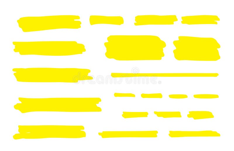 De lijn van de hoogtepuntteller De borstelpen onderstreept slag, gele hand getrokken kleuren grafische vorm Vector permanente tel