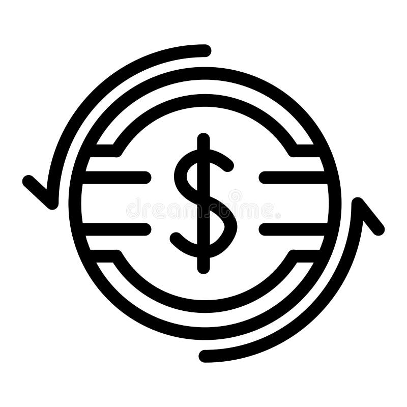 De lijnpictogram van het dollartarief Dollarmuntstuk met pijlen vectordieillustratie op wit wordt geïsoleerd Het overzichtsstijl stock illustratie De lijnpictogram van het dollartarief Dollarmuntstuk met pijlen vectordieillustratie op wit wordt geïsoleerd Het overzichtsstijl stock illustratie