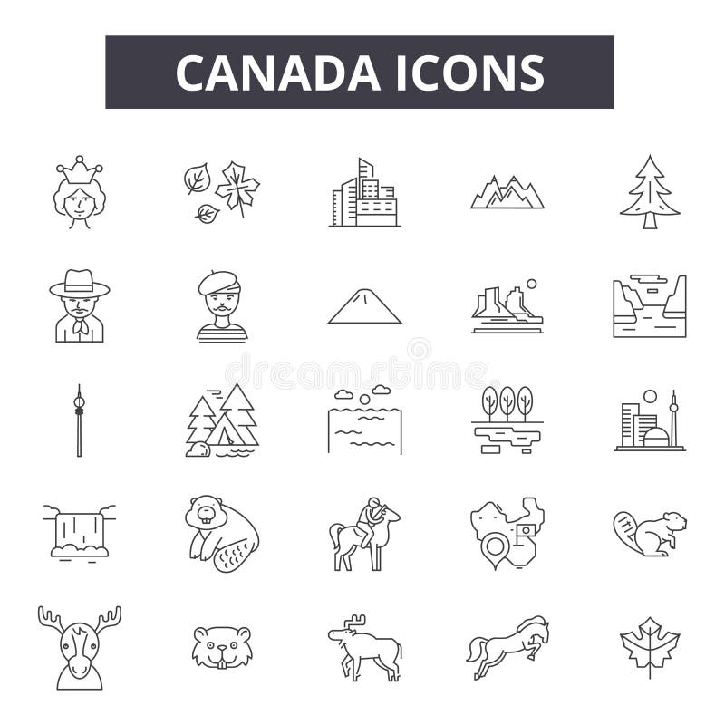 De lijnpictogrammen van Canada, tekens, vectorreeks, het concept van de overzichtsillustratie stock illustratie De lijnpictogrammen van Canada, tekens, vectorreeks, het concept van de overzichtsillustratie stock illustratie