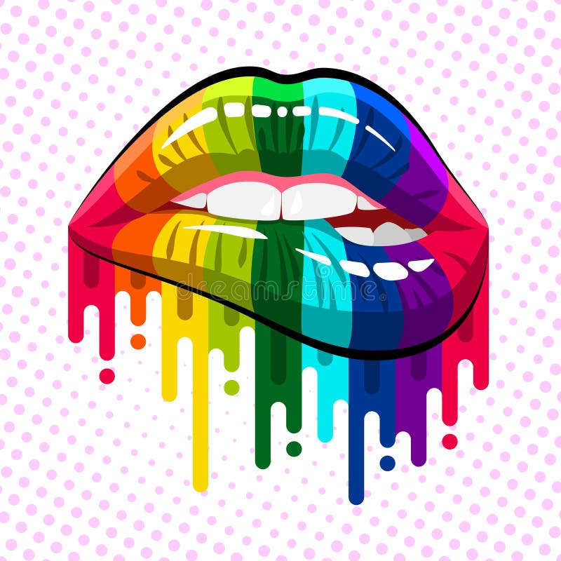 De lippen van de regenboogkleur