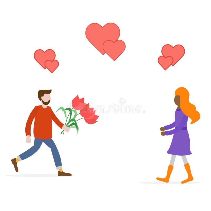 De man gaat voor datum met de groetkaart van de vrouwenvakantie stock illustratie De man gaat voor datum met de groetkaart van de vrouwenvakantie stock illustratie