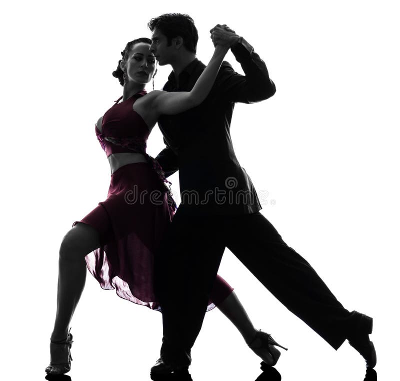 De man van het paar de dansers die van de vrouwenbalzaal silhouet tangoing royalty-vrije stock foto De man van het paar de dansers die van de vrouwenbalzaal silhouet tangoing royalty-vrije stock foto