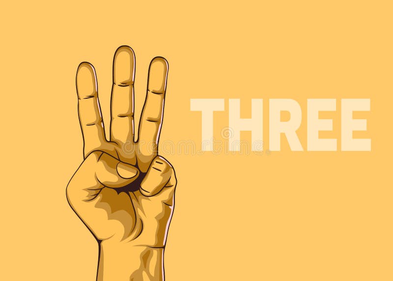 De mannelijke handhand toont nummer drie Modern ontwerp stock illustratie De mannelijke handhand toont nummer drie Modern ontwerp stock illustratie