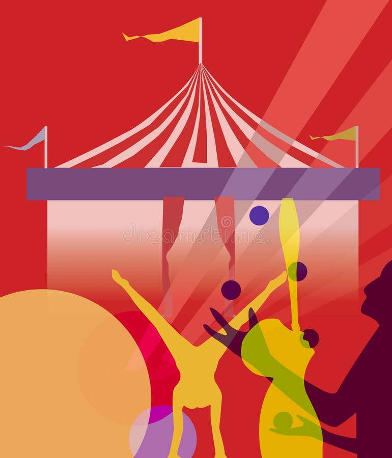 De markttenttent van het circus met het jongleren van met illustratie royalty-vrije illustratie De markttenttent van het circus met het jongleren van met illustratie royalty-vrije illustratie
