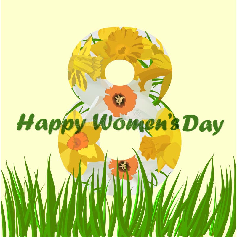 8 de março cartão do dia das mulheres s 8 de março cartões do projeto com flores do narciso ilustração stock 8 de março cartão do dia das mulheres s 8 de março cartões do projeto com flores do narciso ilustração stock