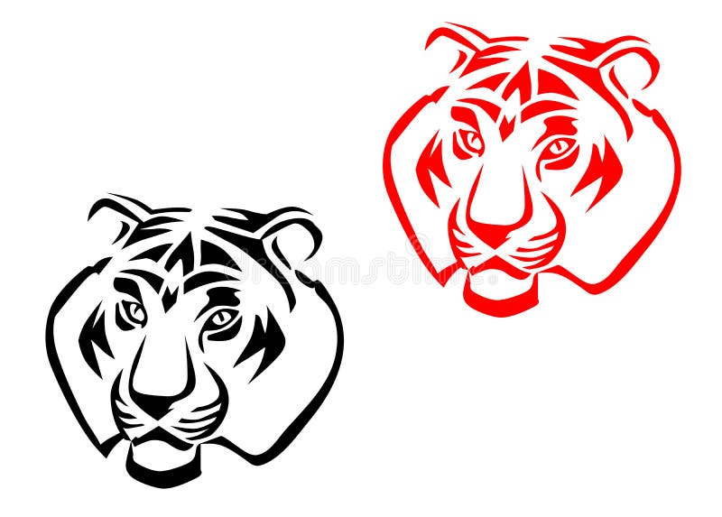 Tiger mascots isolated on white for tattoo design. Tiger mascots isolated on white for tattoo design
