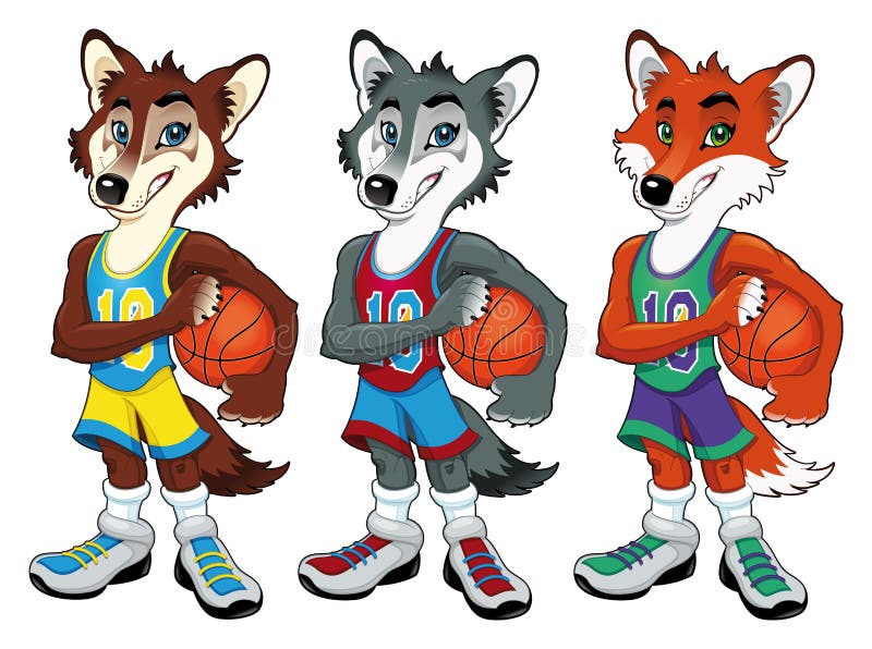 Basketball mascots. Funny cartoon and vector isolated characters. Basketball mascots. Funny cartoon and vector isolated characters