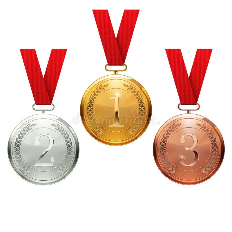 De medailles van het goud, van het Zilver en van het Brons stock illustratie De medailles van het goud, van het Zilver en van het Brons stock illustratie