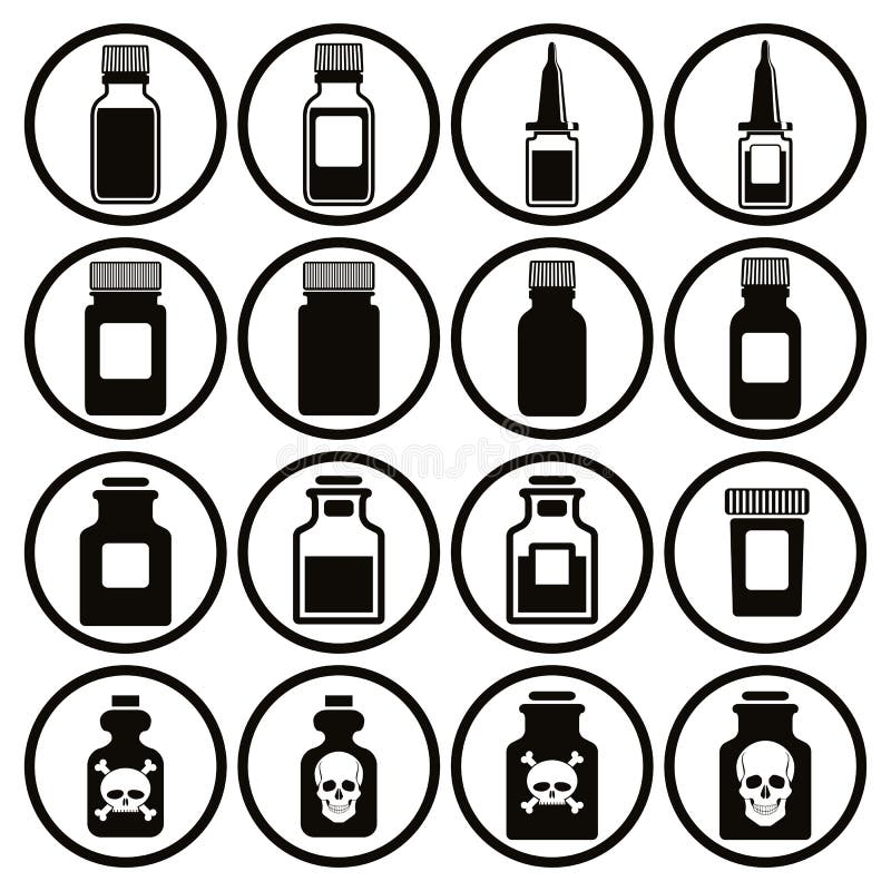 De medische reeks van het flessenpictogram royalty-vrije illustratie De medische reeks van het flessenpictogram royalty-vrije illustratie