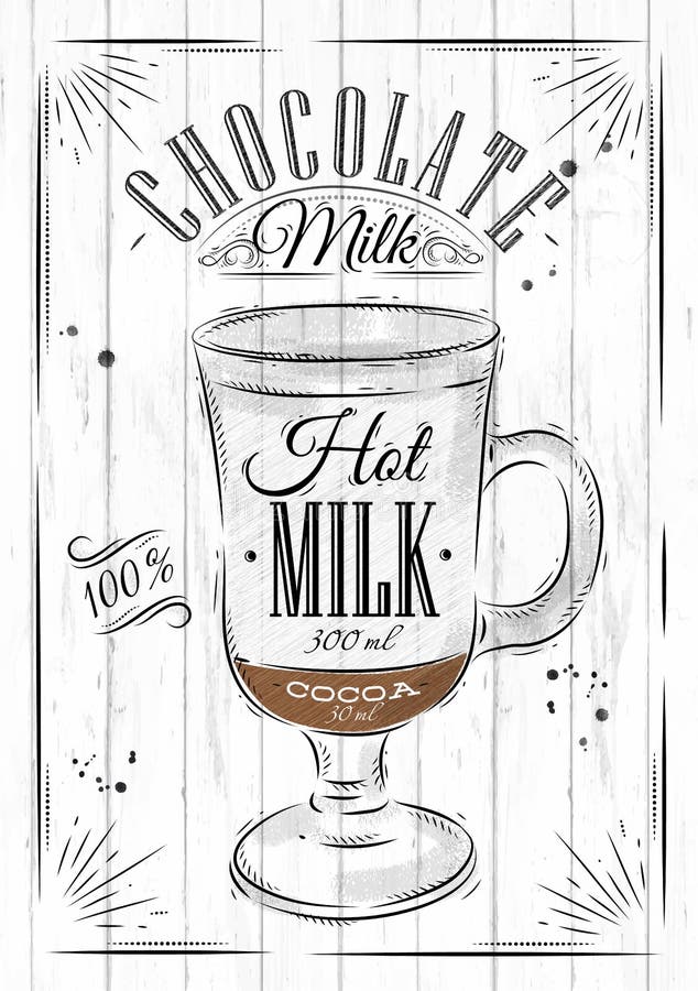 Poster chocolademelk stock illustratie