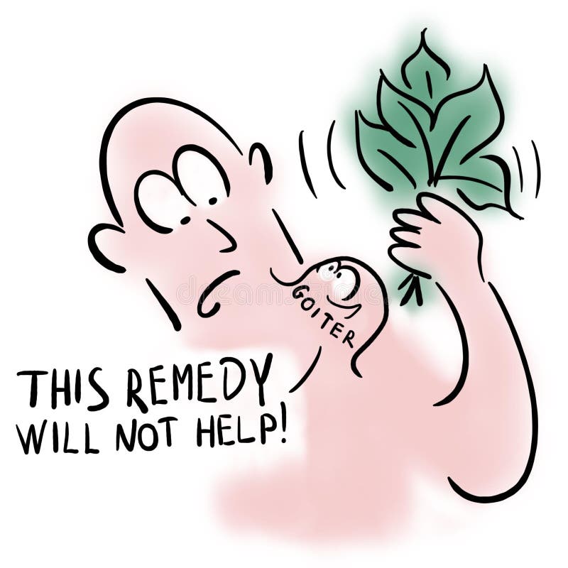 De mens behandelt een kropgezwel met kruidenremedies royalty-vrije illustratie De mens behandelt een kropgezwel met kruidenremedies royalty-vrije illustratie