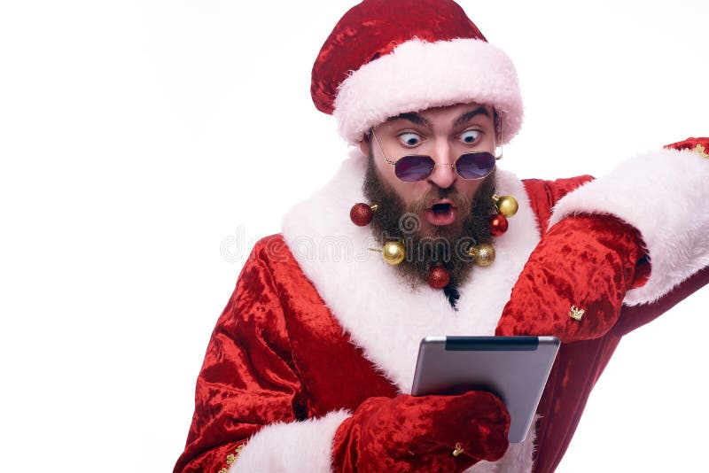 De mens kleedde zich als Santa Claus stock afbeeldingen De mens kleedde zich als Santa Claus stock afbeeldingen