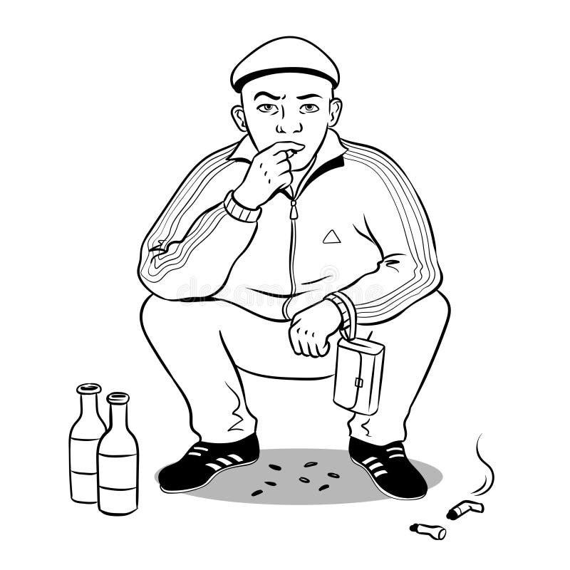 De mens van de Gopnikhooligan het kleuren boekvector royalty-vrije illustratie