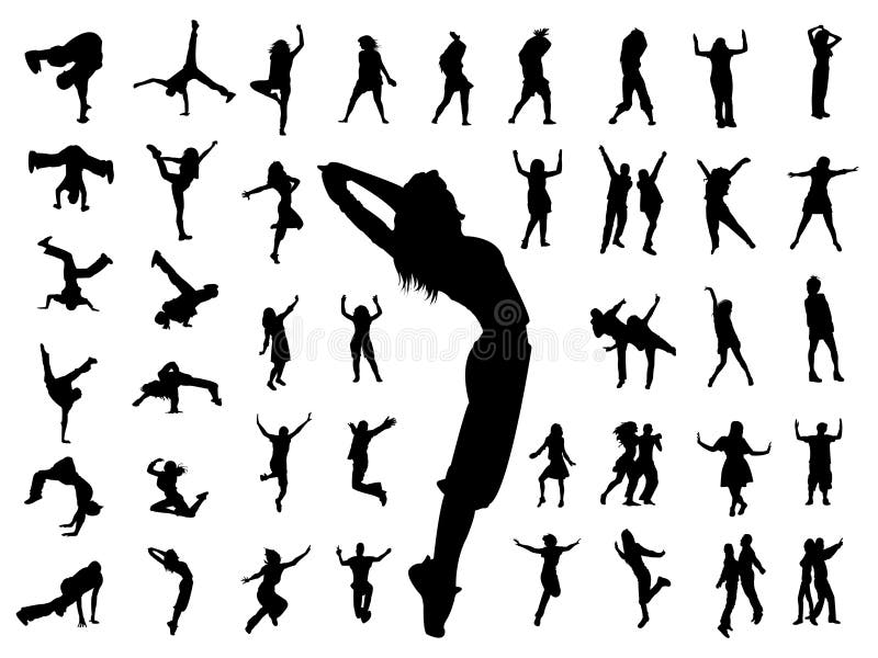 De mensen die van het silhouet dans springen vector illustratie De mensen die van het silhouet dans springen vector illustratie
