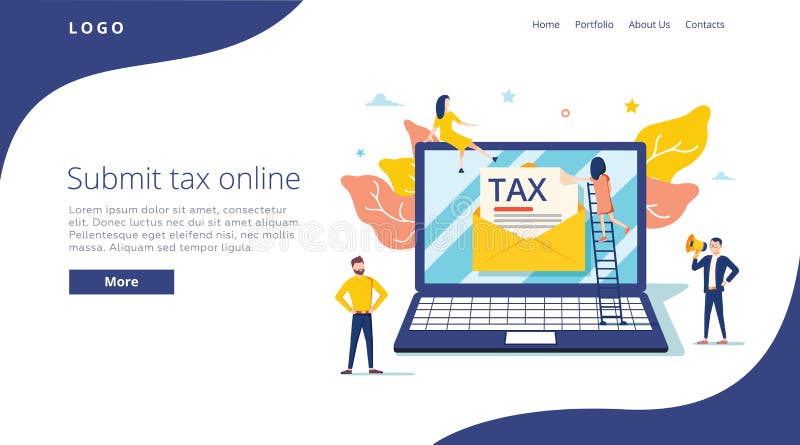 De mensen leggen belasting door online vectorillustratieconcept voor, online belastingsbetaling en het rapport, kan gebruiken voo vector illustratie De mensen leggen belasting door online vectorillustratieconcept voor, online belastingsbetaling en het rapport, kan gebruiken voo vector illustratie