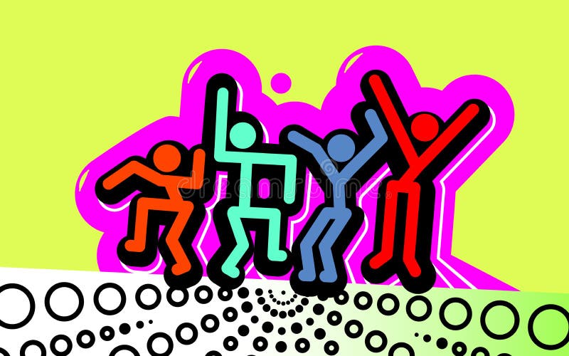 De mensen van de partij, dynamische achtergrond Grote groep man flat, stripfiguren die plezier hebben Crowd of young people dance vector illustratie De mensen van de partij, dynamische achtergrond Grote groep man flat, stripfiguren die plezier hebben Crowd of young people dance vector illustratie
