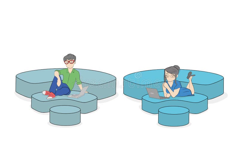 De mensen zitten op de pictogrammen van WiFi, communicerend met behulp van Internet het concept mededeling in het netwerk Ve vector illustratie De mensen zitten op de pictogrammen van WiFi, communicerend met behulp van Internet het concept mededeling in het netwerk Ve vector illustratie