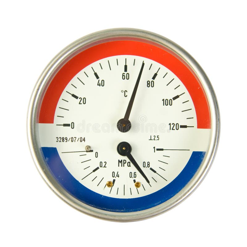 De meter van de temperatuur en van de druk stock fotografie De meter van de temperatuur en van de druk stock fotografie