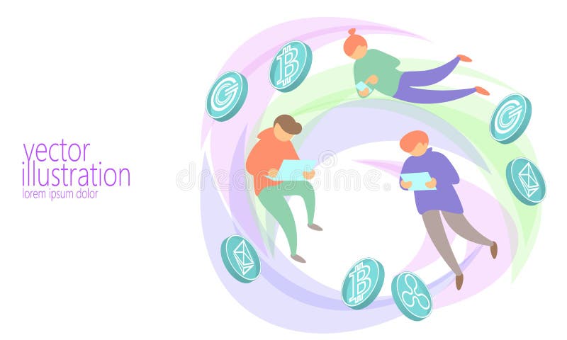 De mijnbouwconcept van de menseninvestering bitcoin De diverse online financiën van mensencryptocurrency betalen Web Internet-de stock illustratie De mijnbouwconcept van de menseninvestering bitcoin De diverse online financiën van mensencryptocurrency betalen Web Internet-de stock illustratie