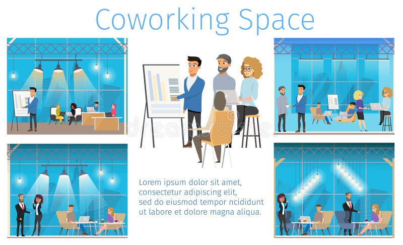 De moderne Banner van de het Centrumdienst van Coworking Comfortabele royalty-vrije illustratie De moderne Banner van de het Centrumdienst van Coworking Comfortabele royalty-vrije illustratie