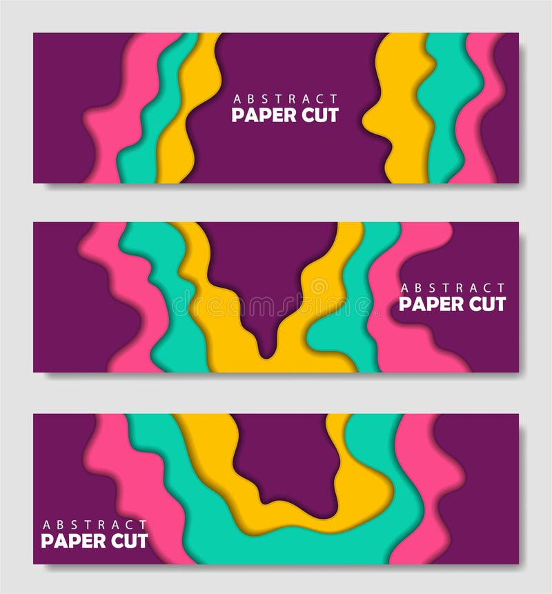 De moderne creatieve reeks affiches met een 3d abstracte achtergrond en het document snijden vormen Vectorontwerplay-out, minimaa royalty-vrije illustratie De moderne creatieve reeks affiches met een 3d abstracte achtergrond en het document snijden vormen Vectorontwerplay-out, minimaa royalty-vrije illustratie