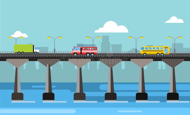 De moderne mening van de de stadsnacht van de brug vectorillustratie royalty-vrije illustratie De moderne mening van de de stadsnacht van de brug vectorillustratie royalty-vrije illustratie