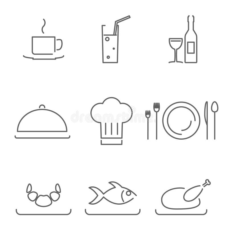 De moderne Pictogrammen van Restaurant Food Cuisine van de Lijnchef-kok en