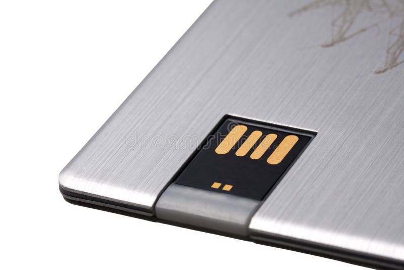 De moderne USB-stok van het Gegevensgeheugen, nieuwe draagbare de flitsaandrijving van de zakkaart met gouden die schakelaars op stock foto De moderne USB-stok van het Gegevensgeheugen, nieuwe draagbare de flitsaandrijving van de zakkaart met gouden die schakelaars op stock foto