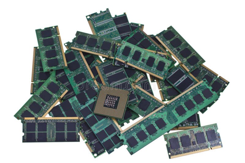 De modules van het geheugen en een moderne cpu royalty-vrije stock foto's De modules van het geheugen en een moderne cpu royalty-vrije stock foto's