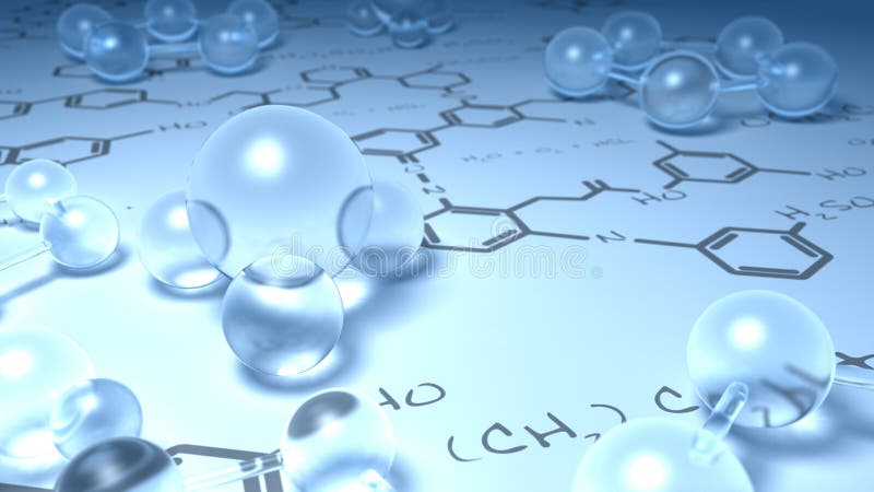 De molecules van het glas op een chemiegrafiek