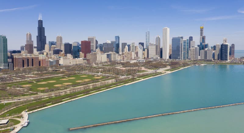 De mooie Duidelijke van de het Meerkust van het Dagsatellietbeeld Horizon van de Aandrijvingschicago Illinois stock foto's De mooie Duidelijke van de het Meerkust van het Dagsatellietbeeld Horizon van de Aandrijvingschicago Illinois stock foto's