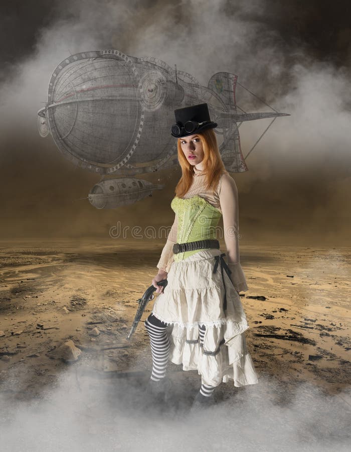 De mooie Steampunk-Achtergrond van Vrouwengrunge royalty-vrije stock afbeelding De mooie Steampunk-Achtergrond van Vrouwengrunge royalty-vrije stock afbeelding