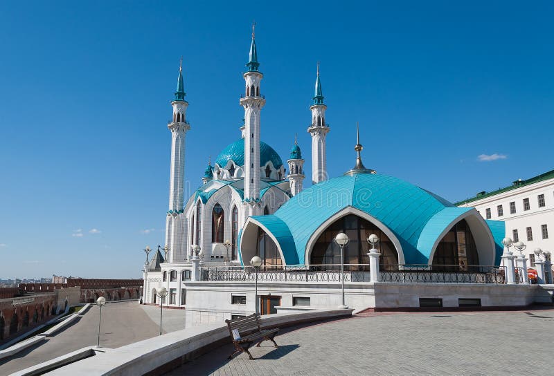 De moskee van Kulsharif in het Kremlin. Kazan. Rusland. stock fotografie De moskee van Kulsharif in het Kremlin. Kazan. Rusland. stock fotografie