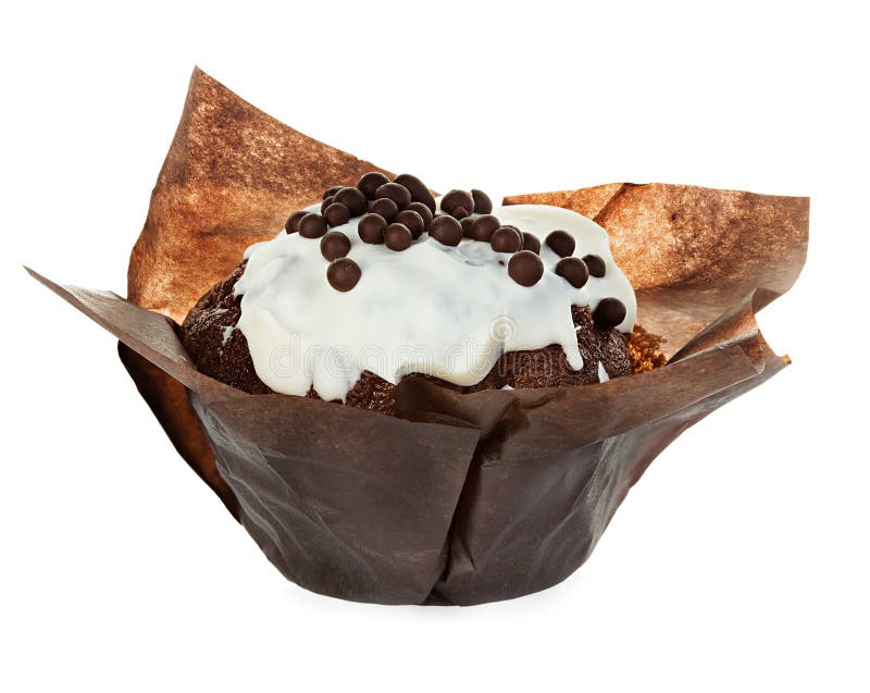 De muffin van de chocolade die op wit wordt geïsoleerd royalty-vrije stock afbeelding De muffin van de chocolade die op wit wordt geïsoleerd royalty-vrije stock afbeelding