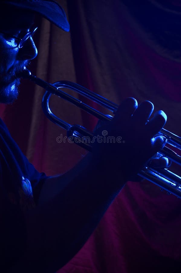 De musicus van blauw stock afbeelding De musicus van blauw stock afbeelding