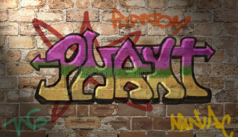 Download De muur van Graffiti stock afbeelding. Afbeelding bestaande uit sinaasappel - 42917