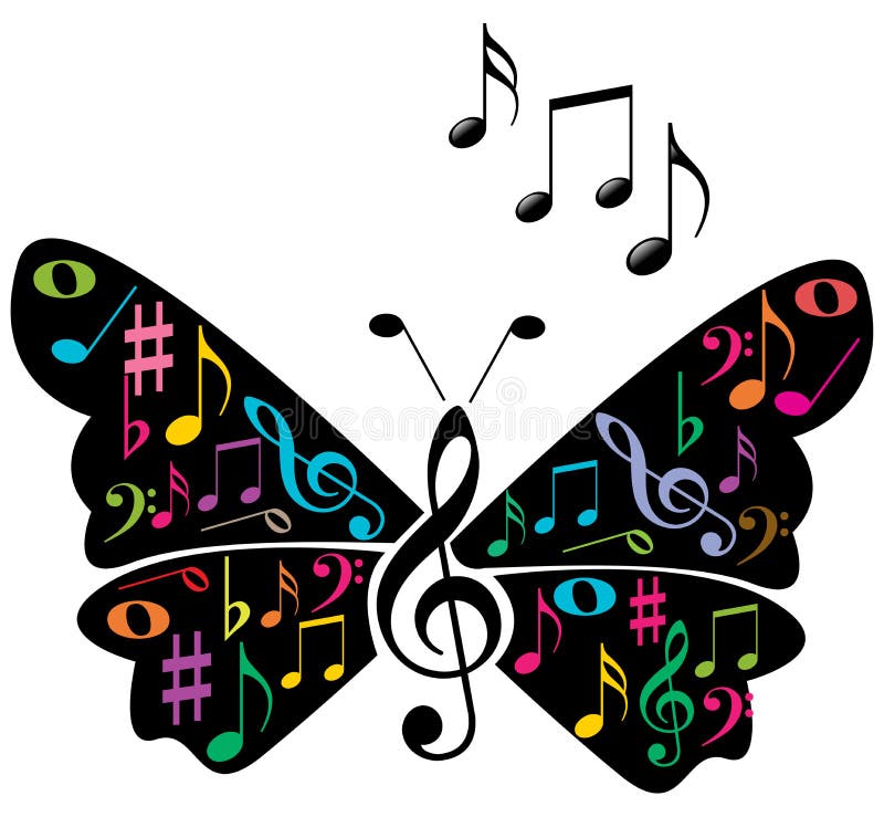 De muziek neemt nota van vlinder