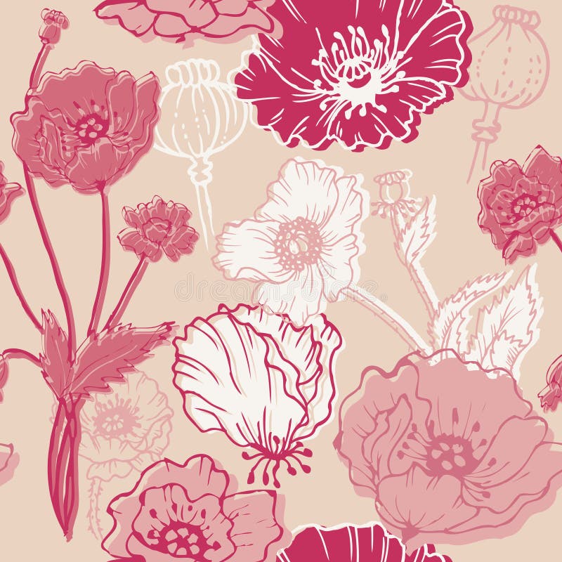 De naadloze Achtergrond van de Papaver stock illustratie