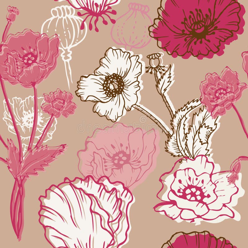 De naadloze Achtergrond van de Papaver royalty-vrije illustratie