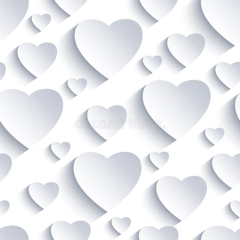 De naadloze achtergrond van Valentine met wit-grijze 3d harten vector illustratie De naadloze achtergrond van Valentine met wit-grijze 3d harten vector illustratie