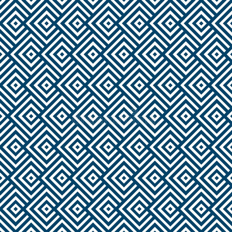 De naadloze Geometrische Blauwe en Witte Gestreepte Achtergrond van het Vierkantenpatroon