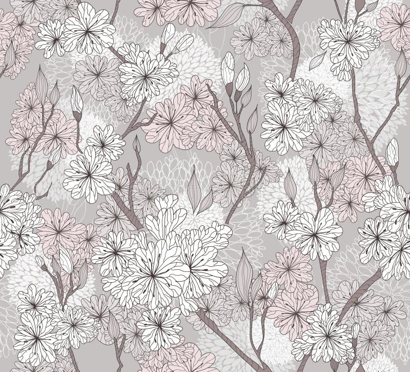 Seamless cherry blossom flowers pattern. Abstract floral pattern. Seamless cherry blossom flowers pattern. Abstract floral pattern.