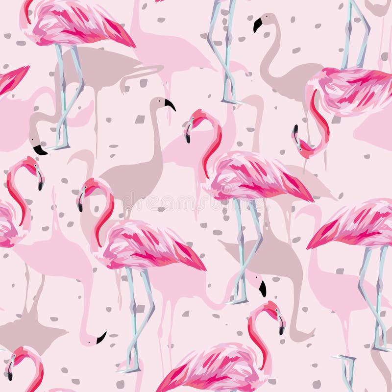 De naadloze roze achtergrond van het flamingopatroon stock illustratie De naadloze roze achtergrond van het flamingopatroon stock illustratie