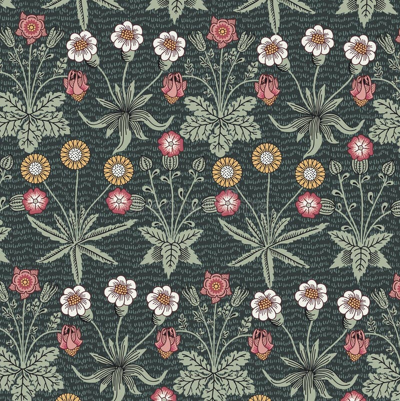 De naadloze van de achtergrond paardebloem vastgestelde realistische geïsoleerde bloemen van de patroonkamille gravure van de Uit royalty-vrije illustratie De naadloze van de achtergrond paardebloem vastgestelde realistische geïsoleerde bloemen van de patroonkamille gravure van de Uit royalty-vrije illustratie
