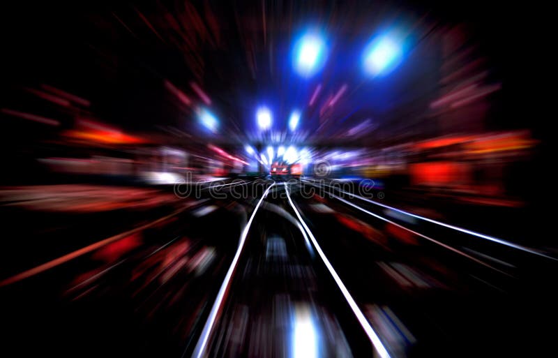 De nacht blured spoorweg royalty-vrije stock afbeeldingen De nacht blured spoorweg royalty-vrije stock afbeeldingen