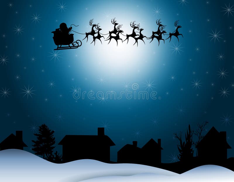 De Nacht van het Silhouet van de Ar van de kerstman vector illustratie De Nacht van het Silhouet van de Ar van de kerstman vector illustratie