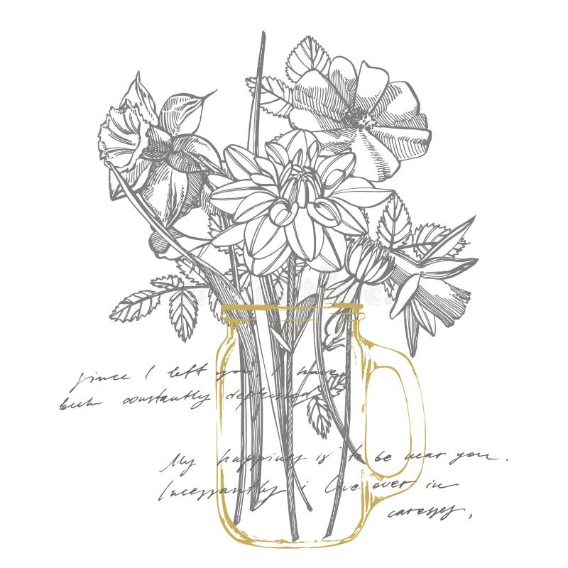 De narcis, Rozen Dahlia's bloeit boeket op witte achtergrond wordt geïsoleerd die Reeks tekeningskorenbloemen, bloemenelementen vector illustratie De narcis, Rozen Dahlia's bloeit boeket op witte achtergrond wordt geïsoleerd die Reeks tekeningskorenbloemen, bloemenelementen vector illustratie