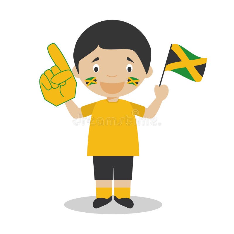 De nationale ventilator van het sportteam van Jamaïca met vlag en handschoen Vectorillustratie royalty-vrije illustratie De nationale ventilator van het sportteam van Jamaïca met vlag en handschoen Vectorillustratie royalty-vrije illustratie